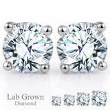 Lab Diamond Round Shaped Solitaire Stud Earrings