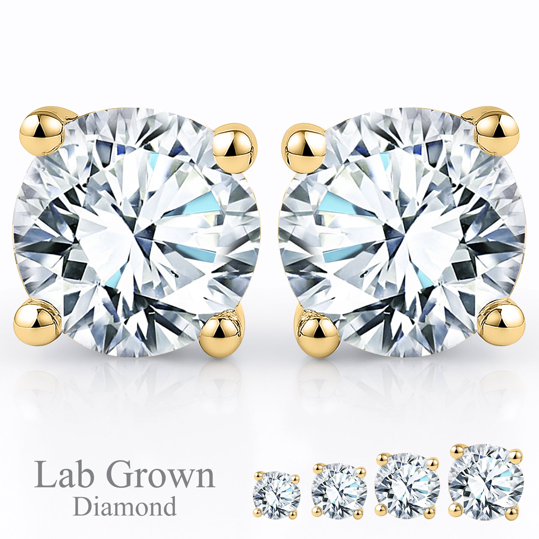 Lab Diamond Round Shaped Solitaire Stud Earrings