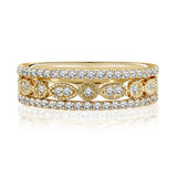 1 Carat Round cut Art Deco Wedding Ring Band Trio Set