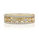 1 Carat Round cut Art Deco Wedding Ring Band Trio Set