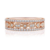 1 Carat Round cut Art Deco Wedding Ring Band Trio Set