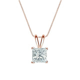Certified Beautiful 1 Carat Princess Cut Moissanite Pendant Necklace In 18K Yellow Gold Plating Over Silver