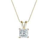 Certified Beautiful 1 Carat Princess Cut Moissanite Pendant Necklace In 18K Yellow Gold Plating Over Silver