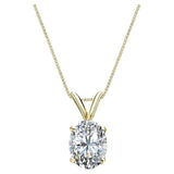 Certified Enchanting 1 Carat Oval Shaped Moissanite Pendant Necklace In 18K White Gold Plating Over Silver