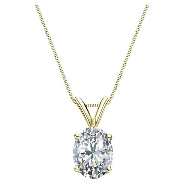 Certified Enchanting 1 Carat Oval Shaped Moissanite Pendant Necklace In 18K White Gold Plating Over Silver