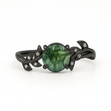 Vine Design 1.05 ct Green Moss Agate Leaf Engagement Ring