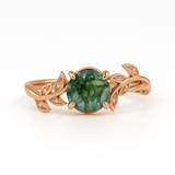 Vine Design 1.05 ct Green Moss Agate Leaf Engagement Ring