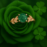 Vine Design 1.05 ct Green Moss Agate Leaf Engagement Ring
