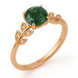 Vine Design 1.05 ct Green Moss Agate Leaf Engagement Ring