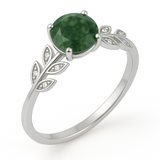 Vine Design 1.05 ct Green Moss Agate Leaf Engagement Ring