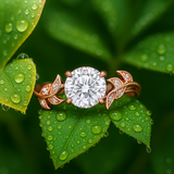 Vine Design 1.05 ct Round Moissanite Leaf Engagement Ring