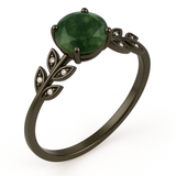 Vine Design 1.05 ct Green Moss Agate Leaf Engagement Ring