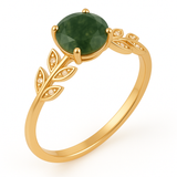 Vine Design 1.05 ct Green Moss Agate Leaf Engagement Ring