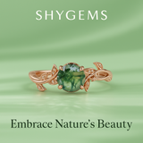 Vine Design 1.05 ct Green Moss Agate Leaf Engagement Ring