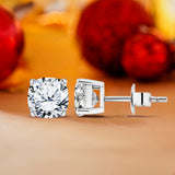 Certified 0.5 Carat Cushion Cut Moissanite 4 Prong Solitaire Stud Earrings In 18K Rose Gold Plating Over Silver