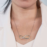 Infinity Mom Diamond Pendant Necklace in 18K White Gold over Silver