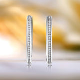 Sparkling Pave Channel Set Fashion Hoop Earrings for Women - Gift for Lover
