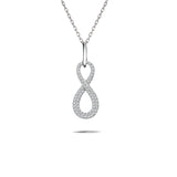 Sparkling Infinity Pendant Necklace for Women in 18k White Gold over Silver, Gift, Daily Use
