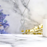 Sparkling Infinity Pendant Necklace for Women in 18k White Gold over Silver, Gift, Daily Use
