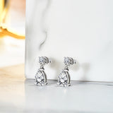 Classic 2.5 Carat Round and Pear Cut Dangle Moissanite Earrings in 18k White Gold over Silver, Women