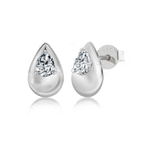 Classic Diamond Pear-Shaped Stud Earrings - Tear Drop Earrings in 18K White Gold Over Silver - Women's Everyday Wear Jewelry