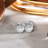 Classic Diamond Pear-Shaped Stud Earrings - Tear Drop Earrings in 18K White Gold Over Silver - Women's Everyday Wear Jewelry