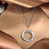 Diamond Accent Pendant - Classic Diamond Circle Necklace in 18K White Gold Over Silver - Jewelry Gift for Women