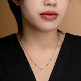 Dainty 5 stone Custom Birthstone Pendant Station Necklace in 18k white gold over women