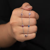 Dainty 5 stone Custom Birthstone Pendant Station Necklace in 18k white gold over women