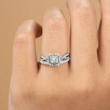 Certified Double Halo 1 Ct Princess Lab Diamond Infinity Bridal Set