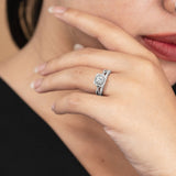 1.25 ct - Square Moissanite - Double Halo - Twisted Band - Vintage Inspired - Pave - Wedding Ring Set in 10K White Gold