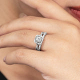 1.25 ct - Square Moissanite - Double Halo - Twisted Band - Vintage Inspired - Pave - Wedding Ring Set in 10K White Gold