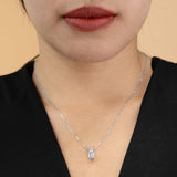 Dazzling 0.25 Carat Emerald Cut Certified Lab Diamond Pendant Necklace In 18K White Gold Plating Over Silver