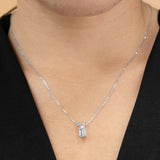 Dazzling 0.25 Carat Emerald Cut Certified Lab Diamond Pendant Necklace In 18K White Gold Plating Over Silver