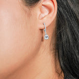 2.25 Carat Pear Brilliant Cut - Cubic Zirconia - April Pave Set Huggie Hoop Earrings - 18K White Gold Plating over Silver