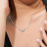 Modern 1 TCW Round Cut - Moissanite - April Floating XO Pendant Necklace in 18K White Gold over Silver