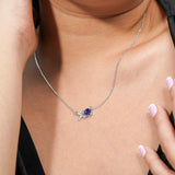 Modern 1.25 TCW Round Cut - Alexandrite - June Birthstone Floating XO Pendant Necklace in 18K White Gold over Silver