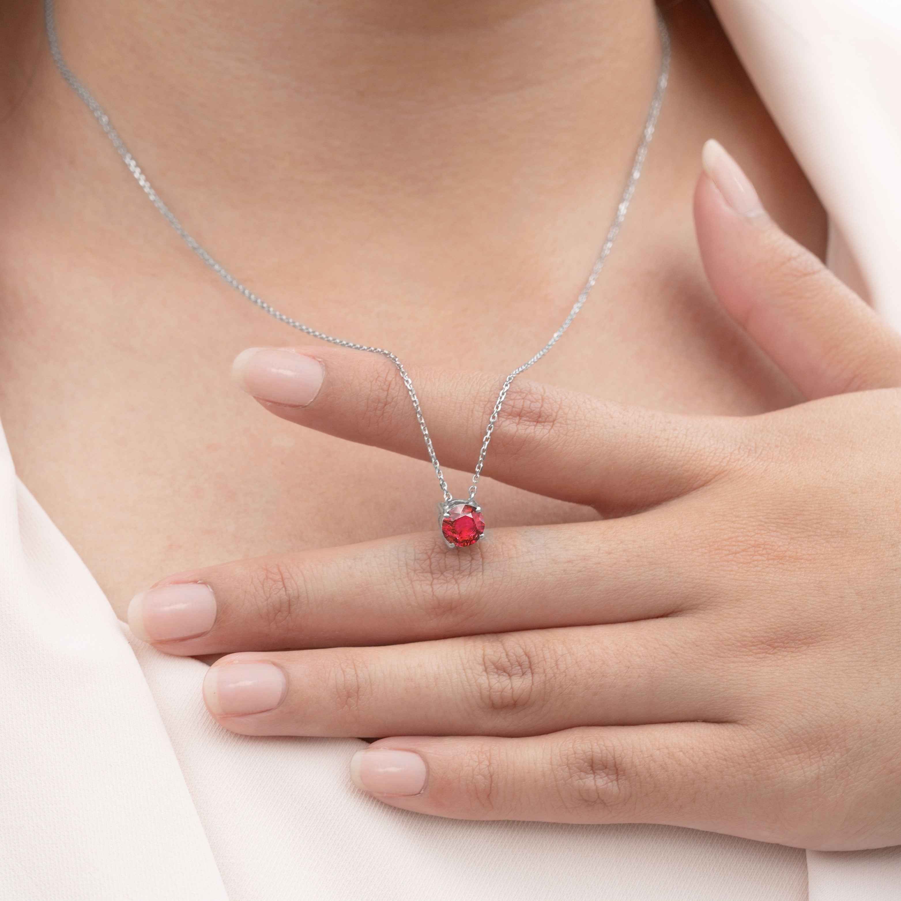 Stella Grace 10k White Gold Lab-Created Ruby Square Pendant Necklace