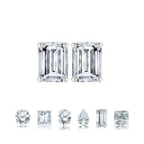 Certified Minimalist 0.5 Carat Emerald Cut Moissanite Solitaire Stud Earrings In 18K Rose Gold Plating Over Silver