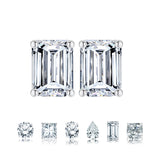 Certified - 1 Carat Emerald Cut Moissanite - Minimalist Solitaire Stud Earrings - 18K Rose Gold Plating Over Silver