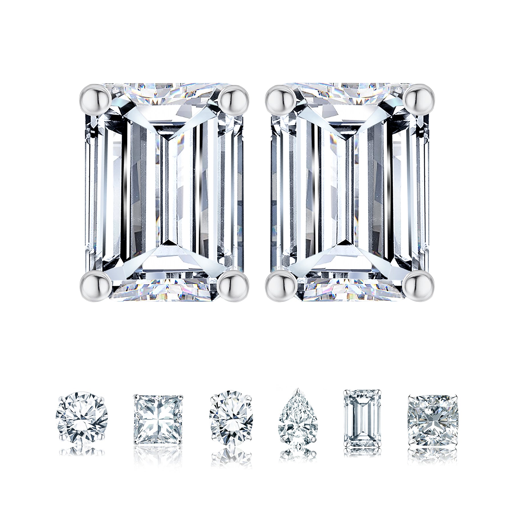 Moissanite 4 Prong Solitaire Stud Earrings