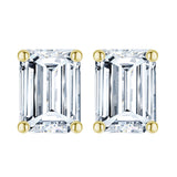 Certified Minimalist 4 Carat Emerald Cut Moissanite Solitaire Stud Earrings In 18K Rose Gold Plating Over Silver