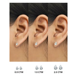 Certified 0.5 Carat Pear Cut Moissanite Minimalist Solitaire Stud Earrings In 18K Rose Gold Plating Over Silver