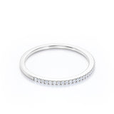 Round Brilliant Real Diamond Semi Eternity Wedding Ring Band in 18k White Gold over Silver