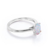 1 Ct Oval Cut Lab Created Opal Solitaire Engagement Ring