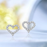 Dazzling Round Cut Heart Shaped Stud Earrings for Women in Silver