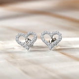 Dazzling Round Cut Heart Shaped Stud Earrings for Women in Silver