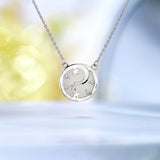 Glowing Moon and Star Unique Fashion Necklace - New Style - Birthday Gift - in Silver