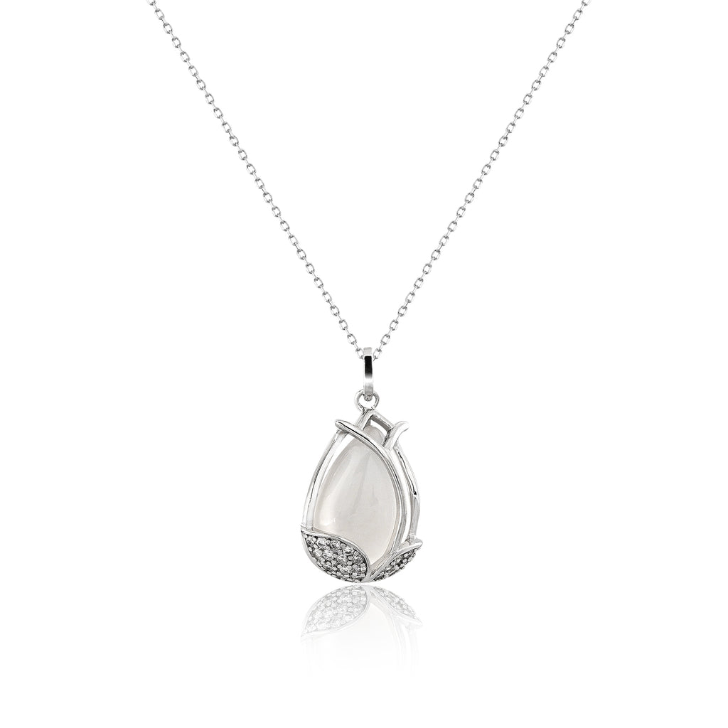 Adorable Tulip Pendant Necklace in Silver - Women's Everyday Jewelry