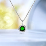 Green Flower Pendant Necklace - Women's Everyday Jewelry - Anniversary Gift